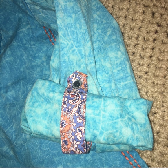 ROAR Embellished Blue & Orange Western Shirt Large - Picture 9 of 16